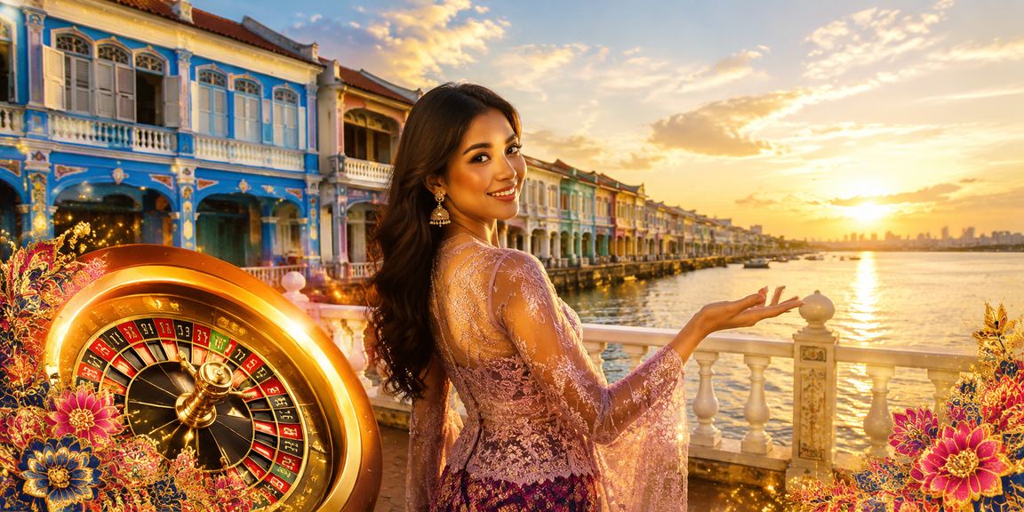 Meja roulette kasino dalam talian di Pulau Pinang dengan suasana malam